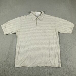 Zegna Sport Polo Shirt Mens Size Small Gray Striped Short Sleeve *